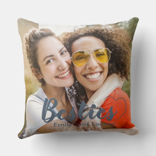 かわいいベスティーズ埃っぽいブルーのハートと名前 クッション (裏面)