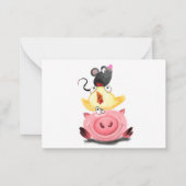 かわいいベストフレンド豚、ひよこ、マウス クリスマス ノートカード (裏面)