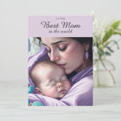 かわいいベストママ センチメンタル マザー＆ベイビー グリーティング カード (スタンド正面)