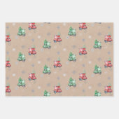 かわいいベスパクリスマスツリーオンクラフト ラッピングペーパーシート (正面)