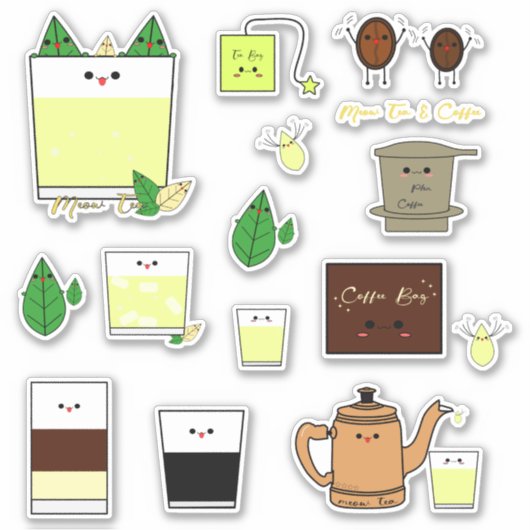 かわいいベトナムコーヒーと紅茶のセット（全15種） シール (正面)