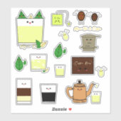 かわいいベトナムコーヒーと紅茶のセット（全15種） シール (シート)