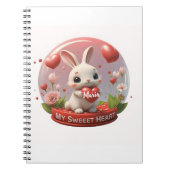 かわいいベビーうさぎバレンタインハートラブノートブック ノートブック (正面)