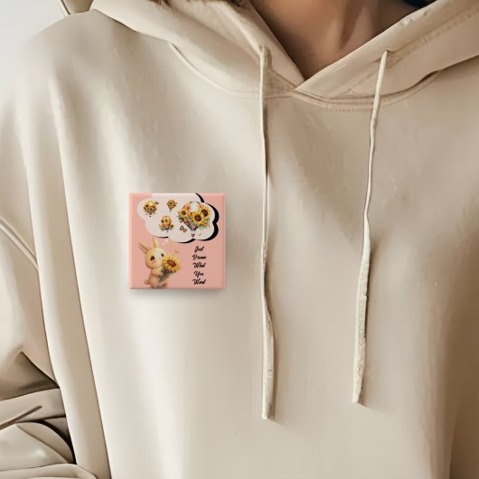 かわいいベビーうさぎ&ひまわりボタン 缶バッジ