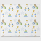 かわいいベビーおもちゃパターン水の色ベビーシャワー ラッピングペーパー (フラット)