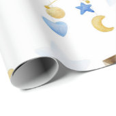 かわいいベビーおもちゃパターン水の色ベビーシャワー ラッピングペーパー (ロールコーナー)