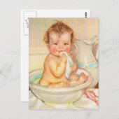 かわいいベビーがお風呂に ポストカード (正面/裏面)