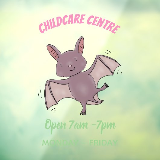 かわいいベビーこうもり飛んでいる漫画イラストレーション ウィンドウサイン (シート3)