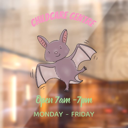 かわいいベビーこうもり飛んでいる漫画イラストレーション ウィンドウサイン (シート2)