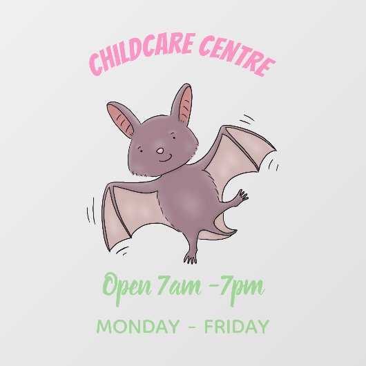 かわいいベビーこうもり飛んでいる漫画イラストレーション ウィンドウサイン (シート)