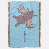 かわいいベビーこうもり飛んでいる漫画イラストレーション スローブランケット (正面縦)