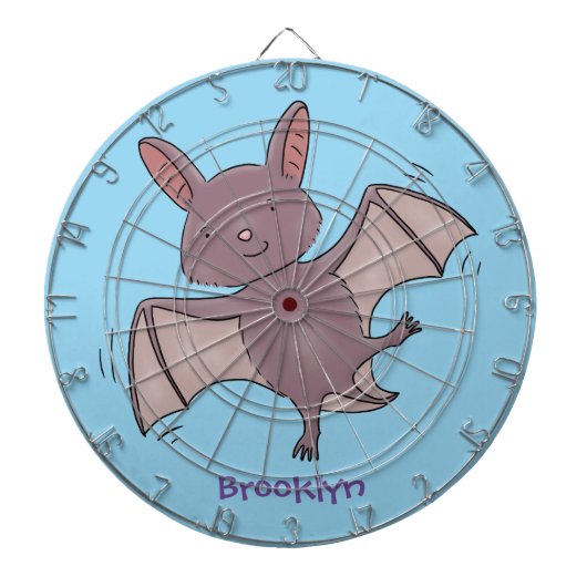 かわいいベビーこうもり飛んでいる漫画イラストレーション ダーツボード (正面)