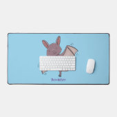 かわいいベビーこうもり飛んでいる漫画イラストレーション デスクマット (キーボード&マウス)