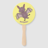 かわいいベビーこうもり飛んでいる漫画イラストレーション ハンドファン (裏面)