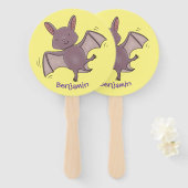 かわいいベビーこうもり飛んでいる漫画イラストレーション ハンドファン (正面&裏面)