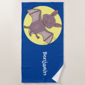 かわいいベビーこうもり飛んでいる漫画イラストレーション ビーチタオル (正面)