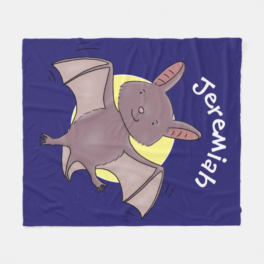 かわいいベビーこうもり飛んでいる漫画イラストレーション フリースブランケット (正面(横))