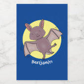 かわいいベビーこうもり飛んでいる漫画イラストレーション フードラベル (シングルラベル)