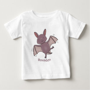 かわいいベビーこうもり飛んでいる漫画イラストレーション ベビーTシャツ
