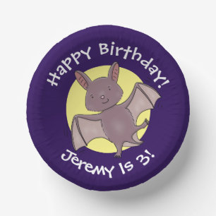 かわいいベビーこうもり飛んでいる漫画イラストレーション ペーパーボウル