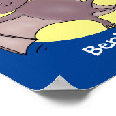 かわいいベビーこうもり飛んでいる漫画イラストレーション ポスター (角)