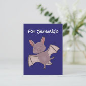 かわいいベビーこうもり飛んでいる漫画イラストレーション ポストカード (スタンド正面)