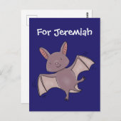 かわいいベビーこうもり飛んでいる漫画イラストレーション ポストカード (正面/裏面)