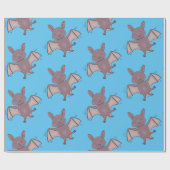 かわいいベビーこうもり飛んでいる漫画イラストレーション ラッピングペーパー (フラット)