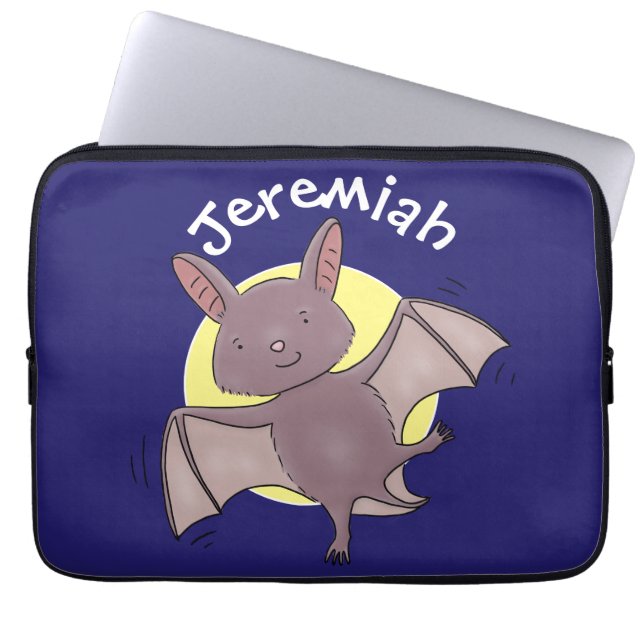 かわいいベビーこうもり飛んでいる漫画イラストレーション ラップトップスリーブ (正面)