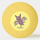 かわいいベビーこうもり飛んでいる漫画イラストレーション 卓球ボール (裏面)