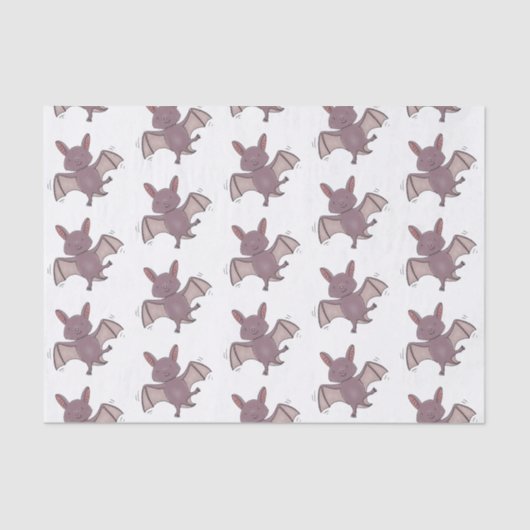 かわいいベビーこうもり飛んでいる漫画イラストレーション 薄葉紙 (正面)