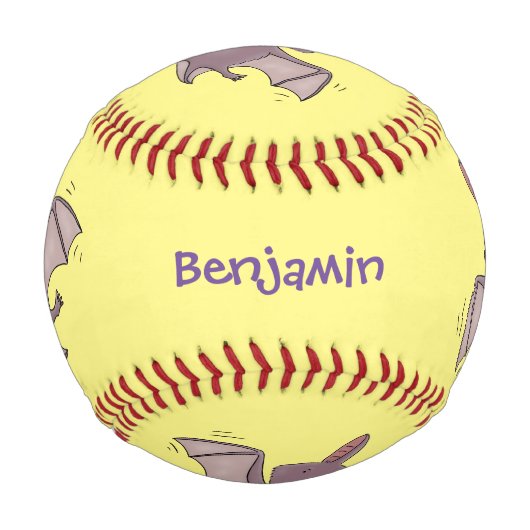 かわいいベビーこうもり飛んでいる漫画イラストレーション 野球ボール (裏面)