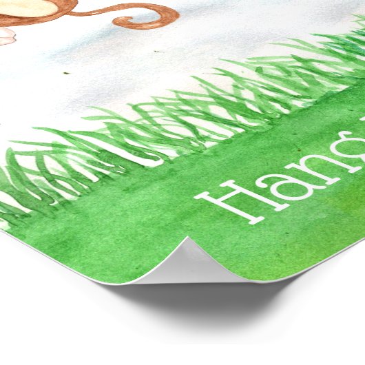 かわいいベビーつるモンキーインザース引用文子供部屋 ポスター (角)