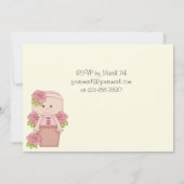 かわいいベビーとバラinフラワーポット1st誕生日 招待状 (裏面)