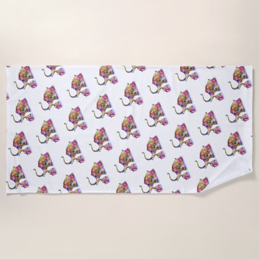 かわいいベビーとモマモゾウビーチタオル ビーチタオル (正面)