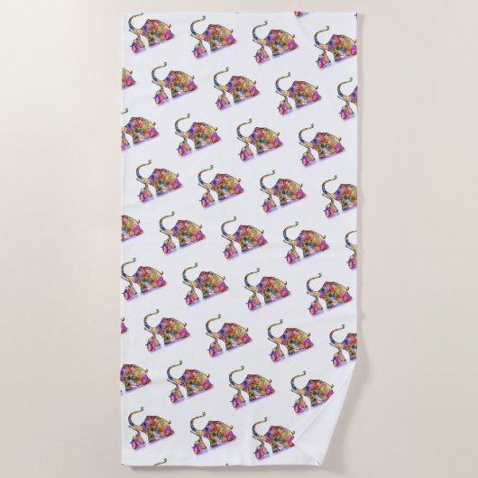 かわいいベビーとモマモゾウビーチタオル ビーチタオル (正面)