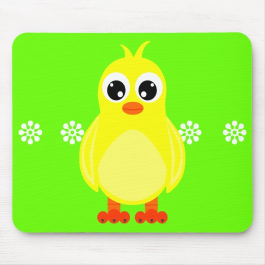 かわいいベビーのひよこの漫画 マウスパッド (正面)