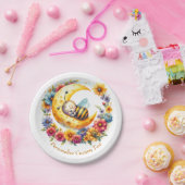 かわいいベビーのまわりにムーンに眠る ペーパープレート (パーティー)