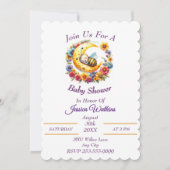 かわいいベビーのまわりに半月に眠る 招待状 (正面)