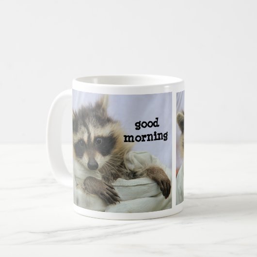 かわいいベビーのアライグマのマグ、私はhazのコーヒー今できますか。 コーヒーマグカップ (正面左)