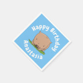 かわいいベビーのウォンバパーソナライズされたットの誕生日 スタンダードカクテルナプキン (角)