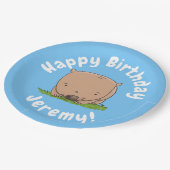 かわいいベビーのウォンバパーソナライズされたットの誕生日 ペーパープレート (アングル)