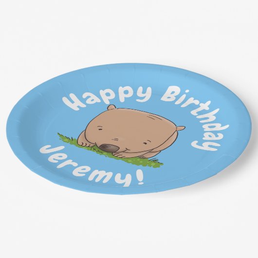 かわいいベビーのウォンバパーソナライズされたットの誕生日 ペーパープレート (アングル)