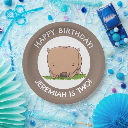 かわいいベビーのウォンバパーソナライズされたットの誕生日 ペーパープレート (パーティー)