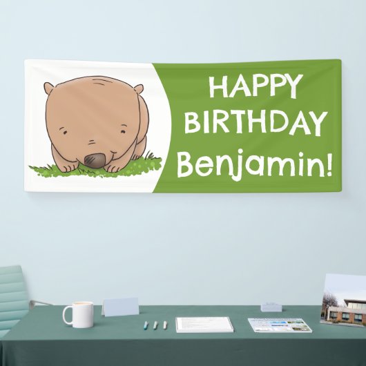 かわいいベビーのウォンバパーソナライズされたットの誕生日 横断幕 (トレードショー)