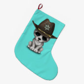 かわいいベビーのオオカミの保安官 ラージクリスマスストッキング (正面 (吊り時))