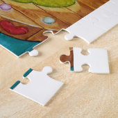 かわいいベビーのカブがカラフル玉をジャグリング ジグソーパズル (側面)