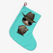 かわいいベビーのカメの保安官 ラージクリスマスストッキング (正面 (吊り時))