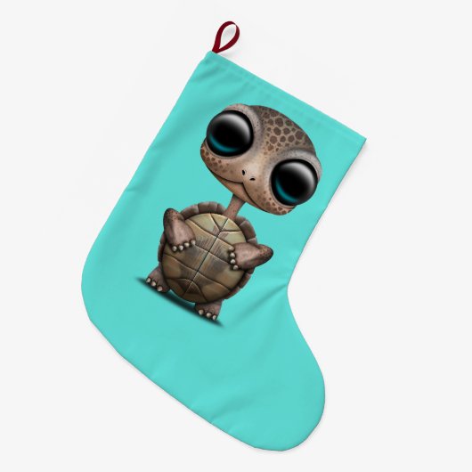かわいいベビーのカメ ラージクリスマスストッキング (正面 (吊り時))