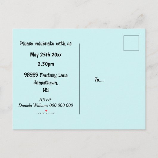 かわいいベビーのカワウソ池 – 子供の誕生日任意の年齢 インビテーションポストカード (裏面)